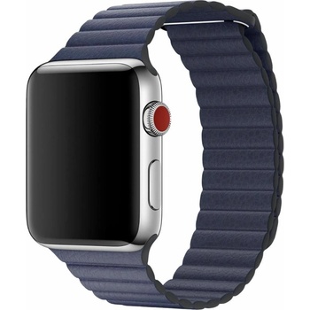 Apple Оригинална кожена каишка от естествена кожа за Apple Watch 42мм, 44мм, 45мм, 46мм, Ultra, Ultra 2, Ultra 3 49мм - Apple Leather Loop Midnight Blue Large (MLHM2ZM/A)