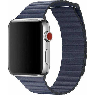 Apple Оригинална кожена каишка от естествена кожа за Apple Watch 42мм, 44мм, 45мм, 46мм, Ultra, Ultra 2, Ultra 3 49мм - Apple Leather Loop Midnight Blue Large (MLHM2ZM/A)