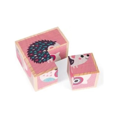 Janod - Дървени кубчета - Моите първи кубчета - Бебета животни (J08001)