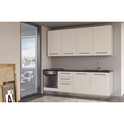 ARES Права кухня line, 240 см, лице сиво ангора, плот антрацит и гръб светло сиво (0whfgc019ag)