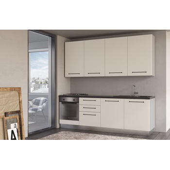 ARES Права кухня line, 240 см, лице сиво ангора, плот антрацит и гръб светло сиво (0whfgc019ag)