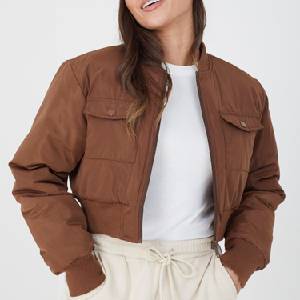 Brave Soul Дамско яке Brave Soul Ladies Kellianne Bomber Jacket - Dark Tan