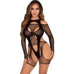 Leg Avenue Fishnet Garter Harness & Teddy 89356 Black