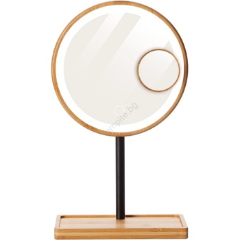 Lanaform - Козметично огледало с регулируема яркост и LED подсветка, 5V USB, бамбук (CV0018)