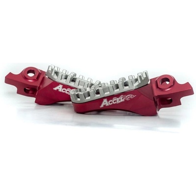 ACCEL stupačky HONDA CRF 250/450R,X 04-17,CRF150R 07-16,CR125/250 02-07,hliník 7075,barva červená,nastavitelná šířka