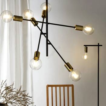 Onli - Пендел CROSS 6xE27/22W/230V черен/месинг (OL0477)