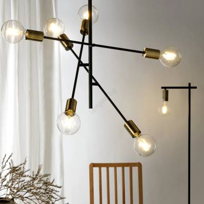 Onli - Пендел CROSS 6xE27/22W/230V черен/месинг (OL0477)