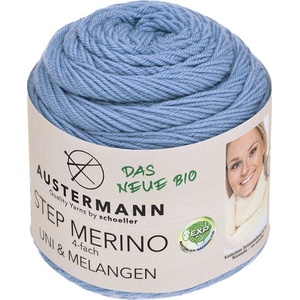 Austermann Step Merino 4 Uni & Melangen 90317-1005 Light Blue Плетива прежда (90317-1005)