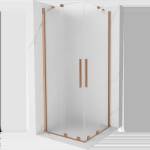 Mexen Velar Duo плъзгаща се душ кабина 90 x 90 см, матова, четкана мед - 871-090-090-32-65 (871-090-090-32-65)