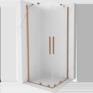 Mexen Velar Duo плъзгаща се душ кабина 90 x 90 см, матова, четкана мед - 871-090-090-32-65 (871-090-090-32-65)