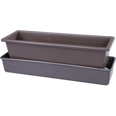LEBIŠ Truhlík samozavlažovací s knoty plastový terakota - 51x15x17cm