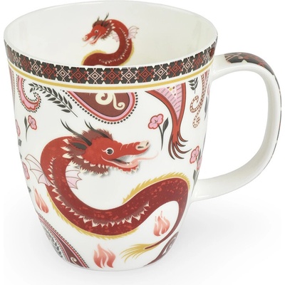 rak Porcelánový hrnček Dragon biely dekor červený d 400 ml