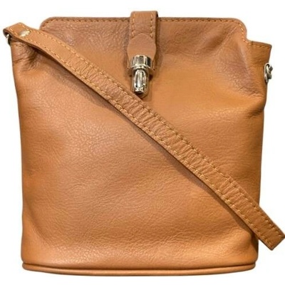 Facebag menší kožená crossbody s kovovým zapínáním koňaková 9603/133