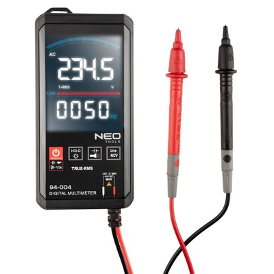 NEO TOOLS Цифров измервателен уред, 600v, lcd дисплей, черен/червен (94-004)