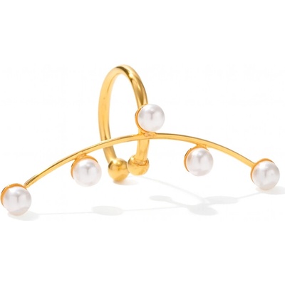 SARINES Zlatý earcuff s perlami ve stylu oblouku S1179