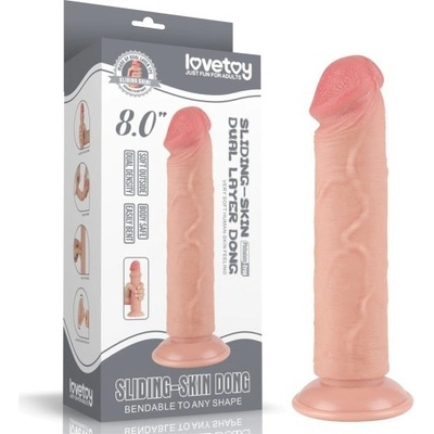 Lovetoy 8'' Sliding Skin Dual Layer Dong Flesh II