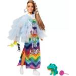 Mattel Барби Модна икона: Куклата Барби Екстра в палто дъга (gyj78)