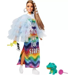 Mattel Барби Модна икона: Куклата Барби Екстра в палто дъга (gyj78)