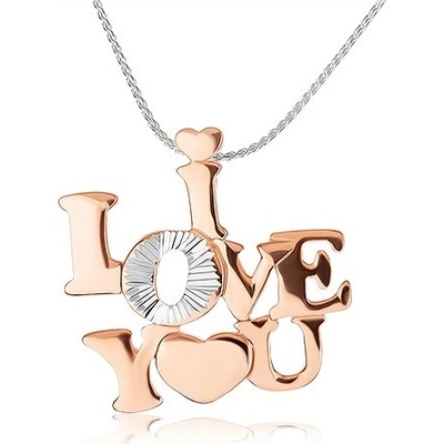 Šperky eshop Stříbrný lesklý nápis I love you měděné barvy SP40.20