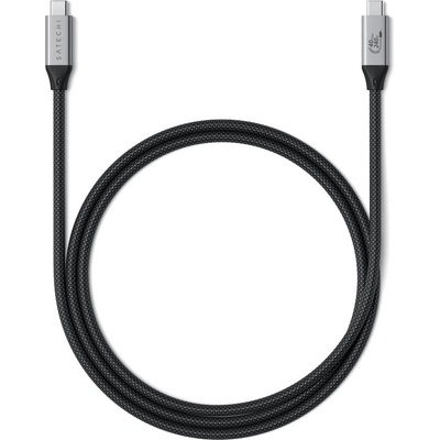 Satechi USB4 USB-C to USB-C Pro Cable, 8K, 240W, 40Gbps - здрав USB4 кабел с въжена оплетка за устройства с USB-C порт (120 см) (черен)