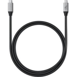 Satechi USB4 USB-C to USB-C Pro Cable, 8K, 240W, 40Gbps - здрав USB4 кабел с въжена оплетка за устройства с USB-C порт (120 см) (черен)