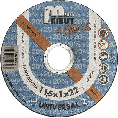 Mamut Kotúč rezný 115 x 2,0 x 22,23 mm 3A60SBF
