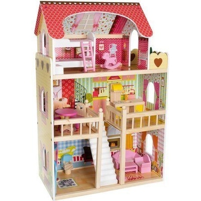 Kruzzel Голяма дървена къща за кукли с аксесоари (kru11252)