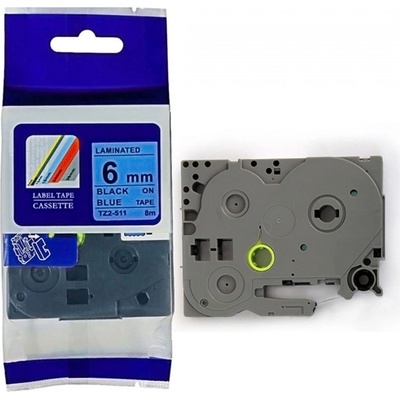 Compatible Съвместима лента с Brother TZ-511 / TZe-511, 6mm x 8m, черен печат / син фон (TZe511)