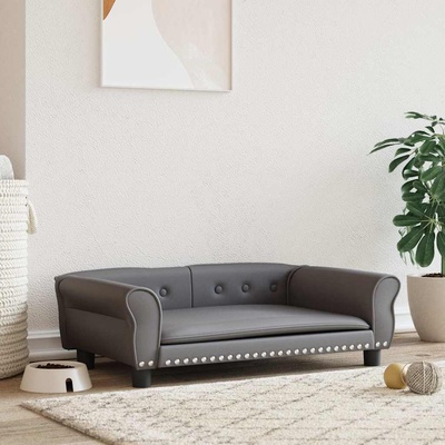 vidaXL Кучешко легло, сиво, 95x55x30 см, изкуствена кожа (171820)