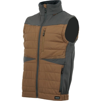 Sara Workwear Hybridní vesta COMFORT PLUS hnědá tmavě šedá