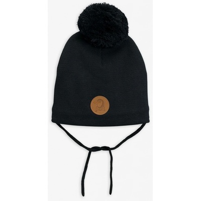 Mini Rodini Čierna čiapka s brmbolcom
