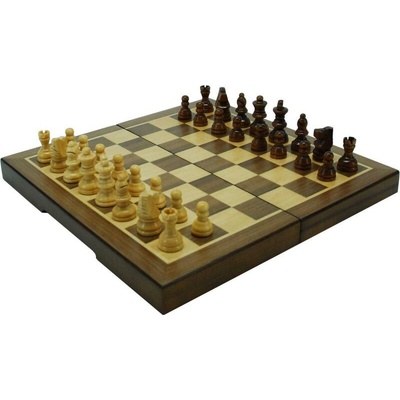HOT Games Dřevěné magnetické šachy intarzované 24cm