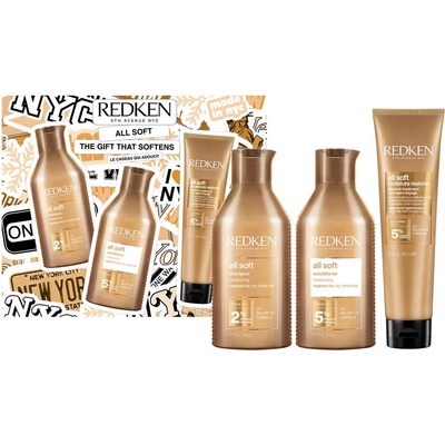 Redken All Soft Комплект - Шампоан, Балсам и Грижа за коса, 2 х 300 + 150 ml