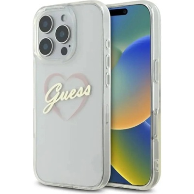 GUESS Калъф Guess IML Heart за iPhone 16 Pro - прозрачен (3666339307271)