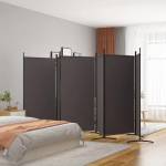 vidaXL Параван за стая, 6 панела, кафяв, 520x180 см, плат (350271)