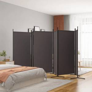 vidaXL Параван за стая, 6 панела, кафяв, 520x180 см, плат (350271)