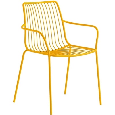 Pedrali Žlutá kovová zahradní židle Nolita 3656 s područkami