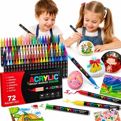 žiadna značka Akrylové Popisovače 72 Kusov Štetcové perá Fixky Sada na kreslenie