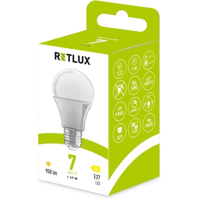 RETLUX RLL 600 A60 E27 bulb 7W WW D