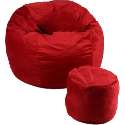 PUFRELAX Комплект, Барбарон и табуретка за крака, 700л. , King Size - Red Diamond, Перящ се калъф, Трансформира се в легло, Пълнеж с микс от мемори пяна и дунапрен, Гама Plush Honey (PUF-M-KO-PH-REDM)