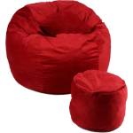 PUFRELAX Комплект, Барбарон и табуретка за крака, 700л. , King Size - Red Diamond, Перящ се калъф, Трансформира се в легло, Пълнеж с микс от мемори пяна и дунапрен, Гама Plush Honey (PUF-M-KO-PH-REDM) - topmal
