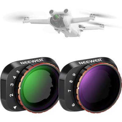 NEEWER Variable ND Filter Set, Compatible with DJI Mini 3 / Mini 3 Pro, ND2-32 + ND64-512, Multi-Coated HD Lenses for Drone Cameras, Accessories for Aerial Photography and Videography - FL-C09