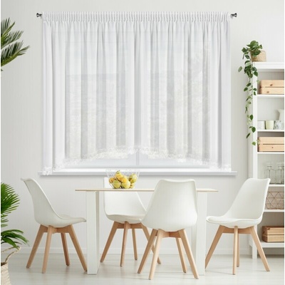 Hotová záclona LORETA 2 s ozdobnými šnúrkami – biela, 400×160cm