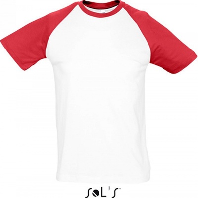 Sol's pánské tričko Raglan Funky s kontrastními rukávy červená bílá