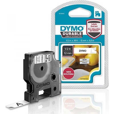 Páska Dymo D1 - Durable, 12mm (1978364) bílá, černý tisk, 5,5m