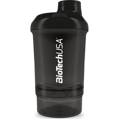 BioTech USA shaker Nano transparentní černá 300 ml + 150 ml