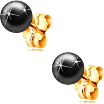 Šperky Eshop ve žlutém zlatě tmavě šedá hematitová kulička S1GG208.18