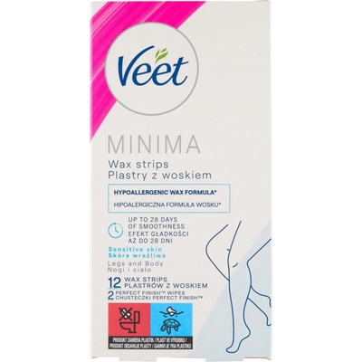 Veet Minima Easy-Gel voskové pásky na nohy a tělo, 12 ks