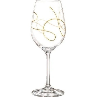 Bohemia Crystal Sklenice na víno String zlatá set po 2 x 350 ml