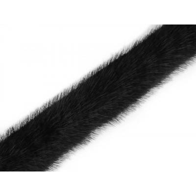 Všívacia odevná / dekoračná kožušina okrúhla šírka 3 cm - 1 m 5 čierna